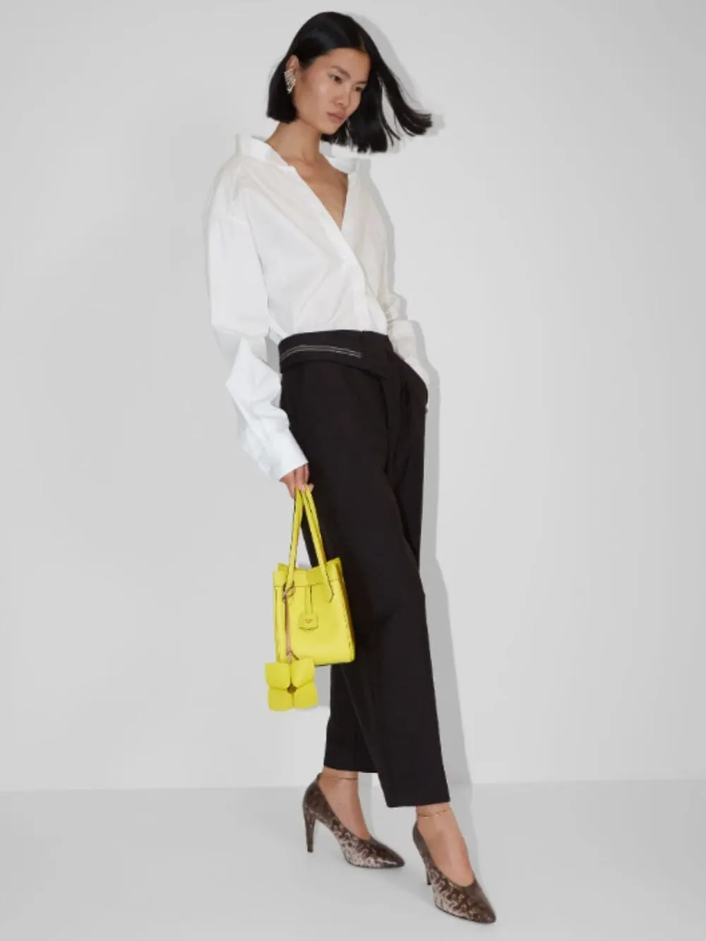 Asymmetric Waist Mohair Trousers