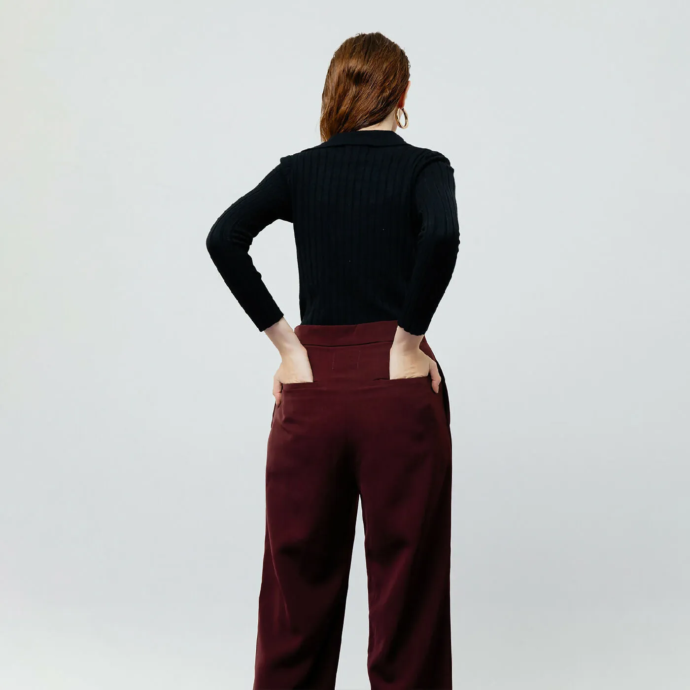 ATSTHELABEL ZOE MAROON TAILORED PANTS