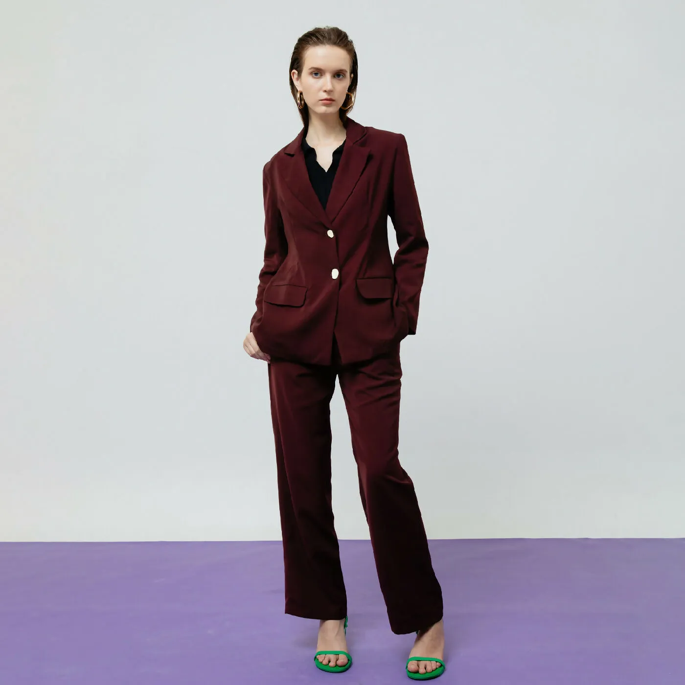 ATSTHELABEL ZOE MAROON TAILORED PANTS