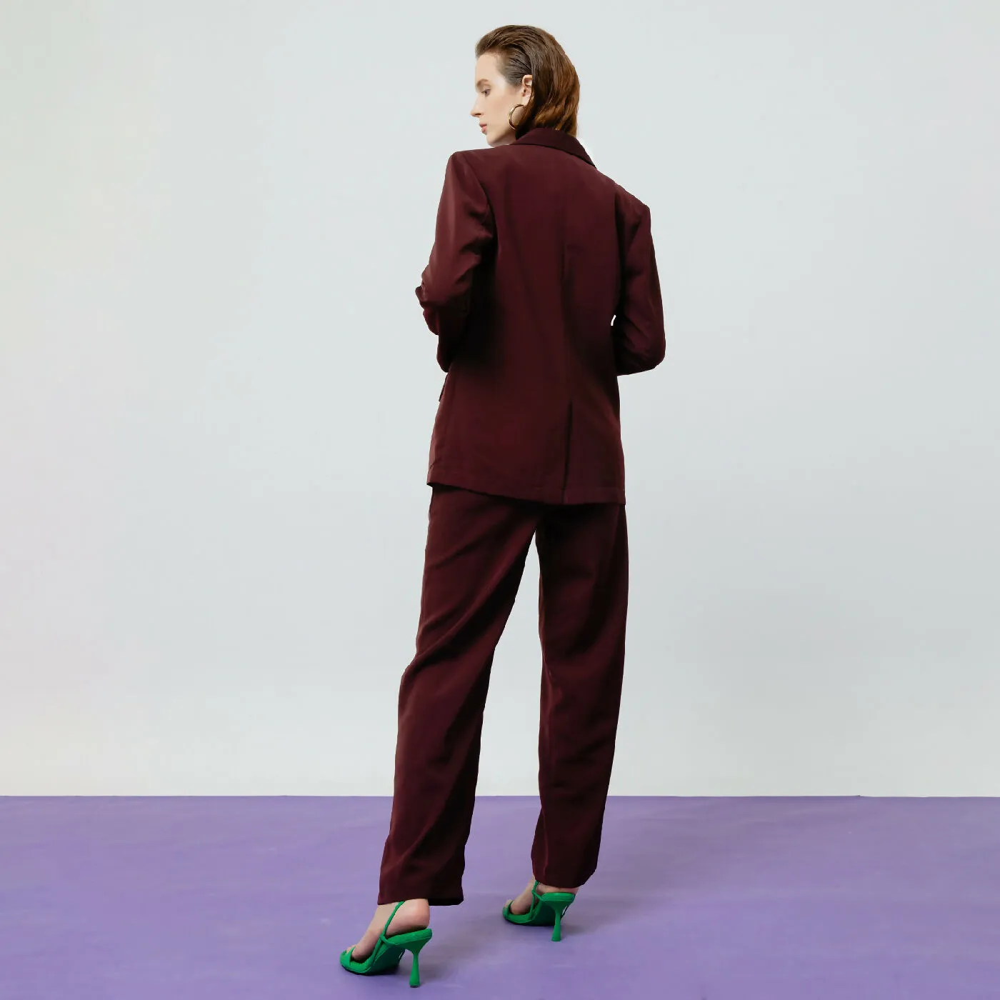 ATSTHELABEL ZOE MAROON TAILORED PANTS