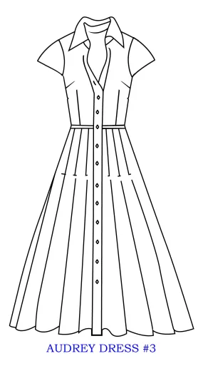 Audrey Dress #3 Shirt Collar Cap Sleeve Long  3 Length Cotton Stretch (Emperor Tulip Pastel)