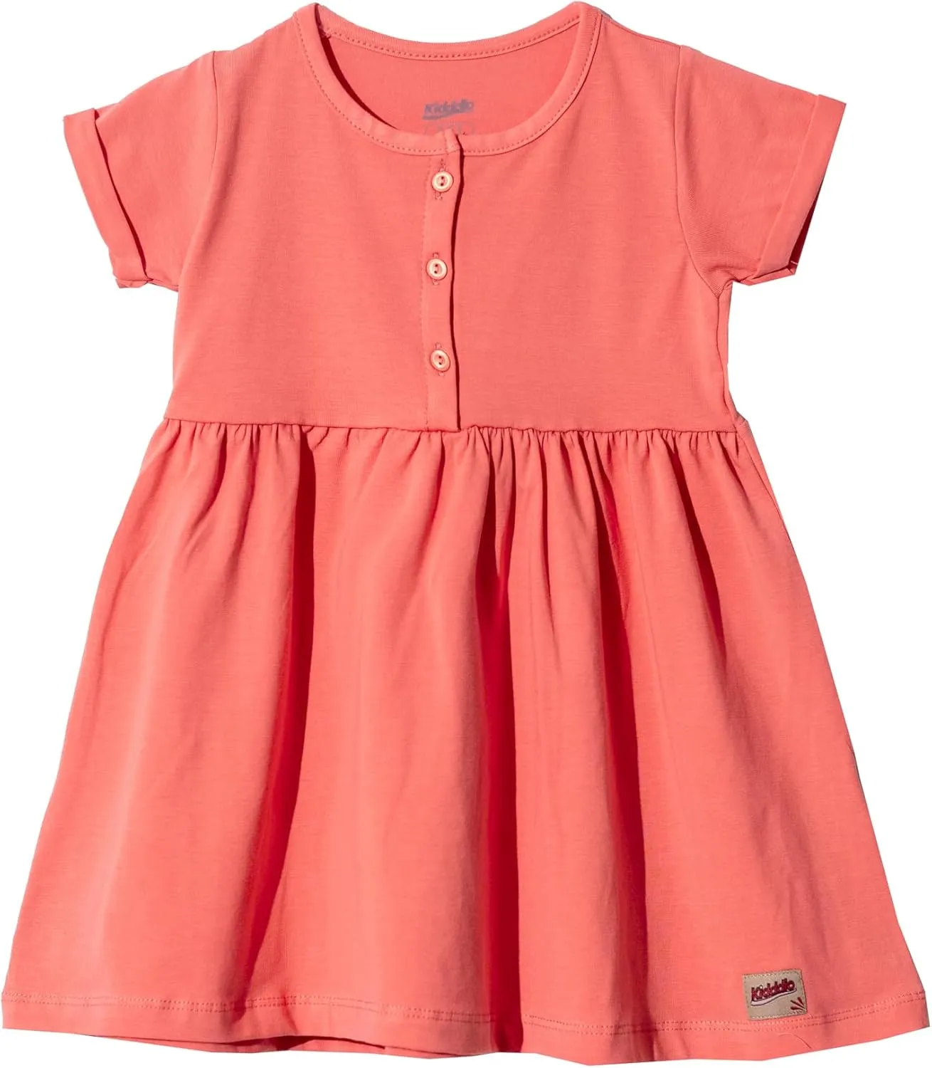 Baby and Toddler Girl Dress Short Sleeve Buttoned Collar for 3 Months to 5T Size Soft Cotton Baby Girl Dress