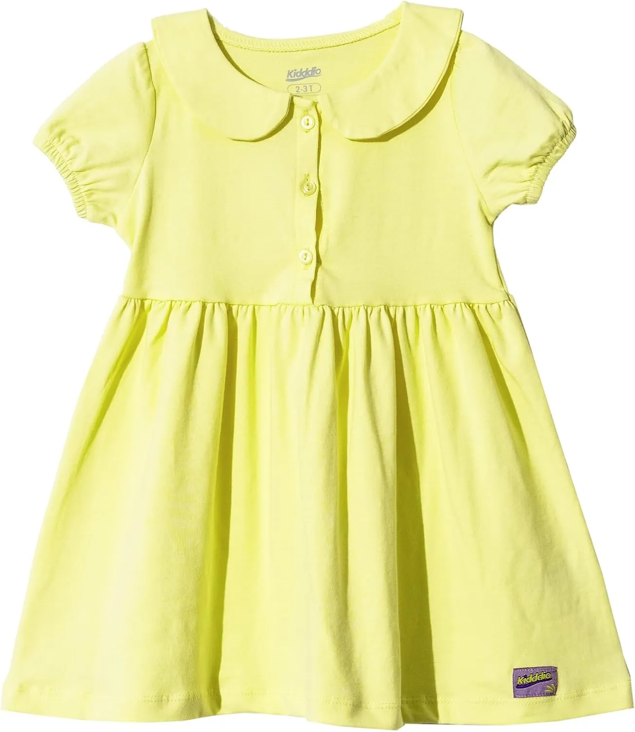 Baby and Toddler Girl Dress Short Sleeve Buttoned Collar for 3 Months to 5T Size Soft Cotton Baby Girl Dress