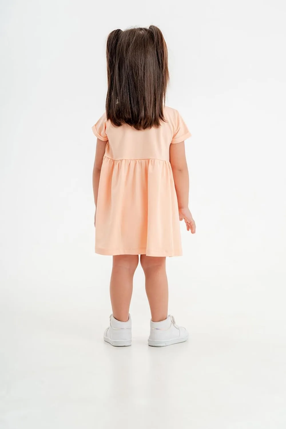 Baby and Toddler Girl Dress Short Sleeve Buttoned Collar for 3 Months to 5T Size Soft Cotton Baby Girl Dress