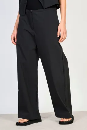 Black tailored tie waist trousers
