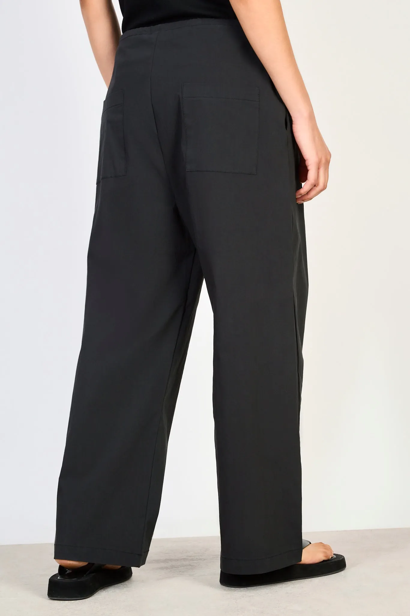 Black tailored tie waist trousers