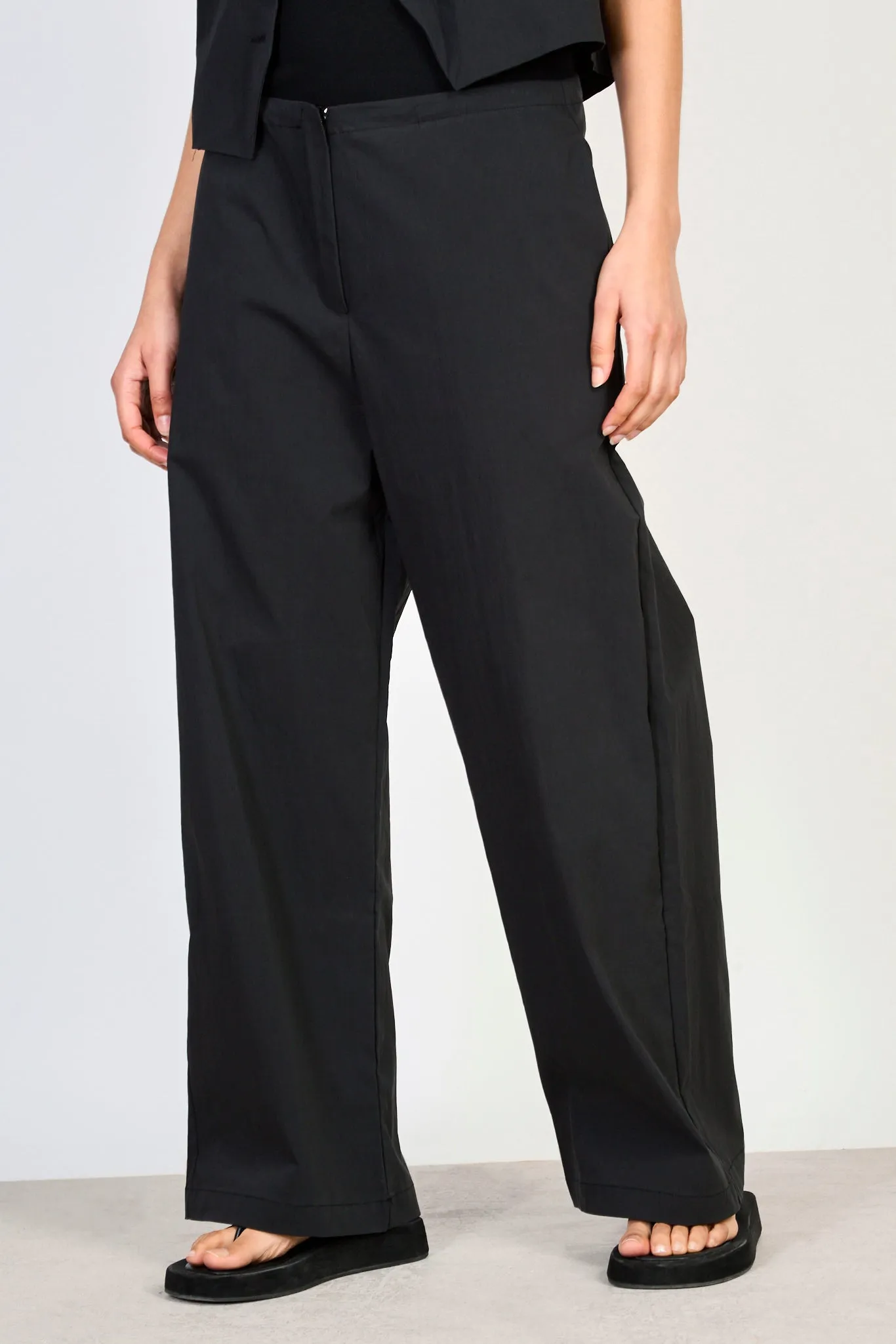 Black tailored tie waist trousers