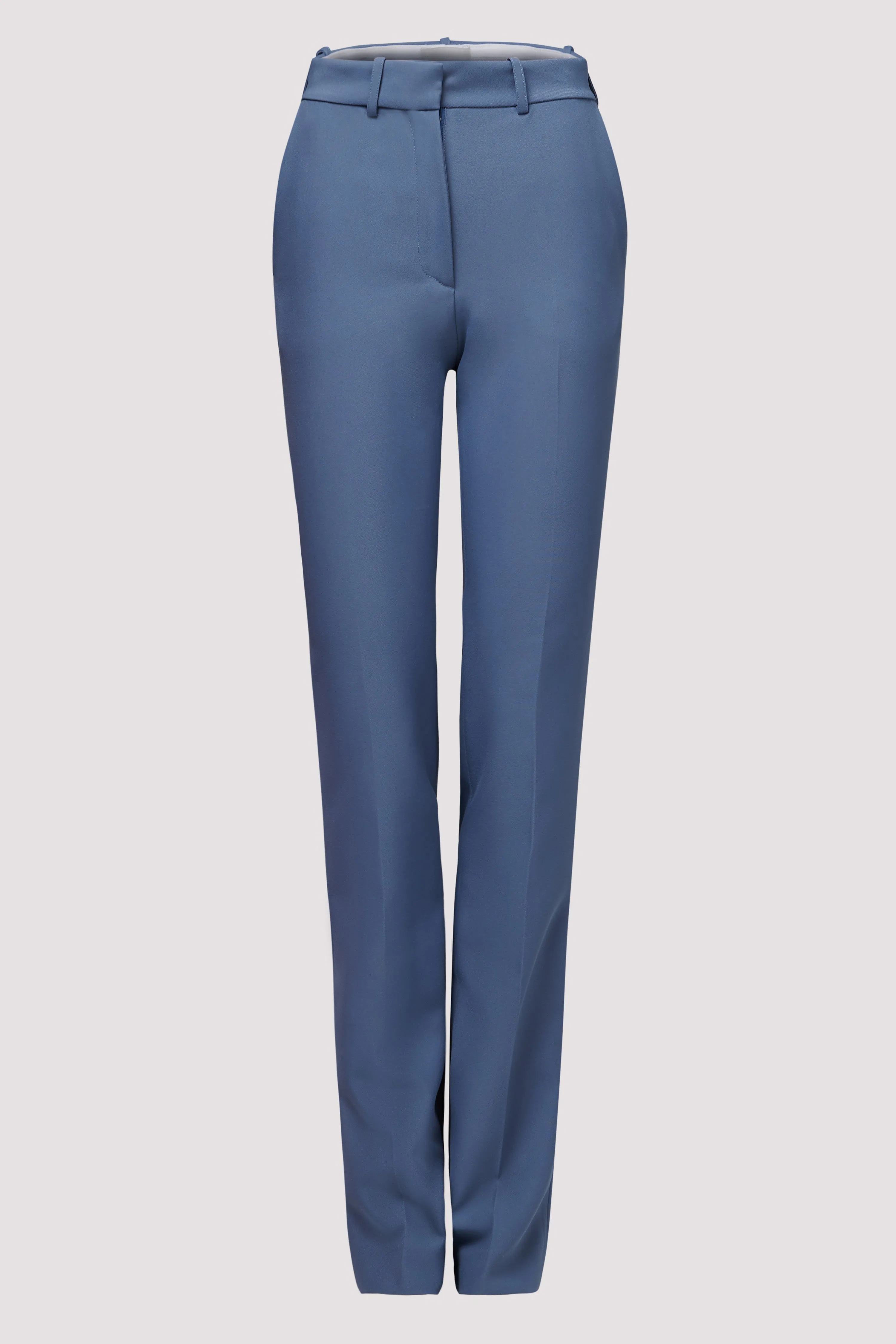 Blue Straight Leg Tailored Pants