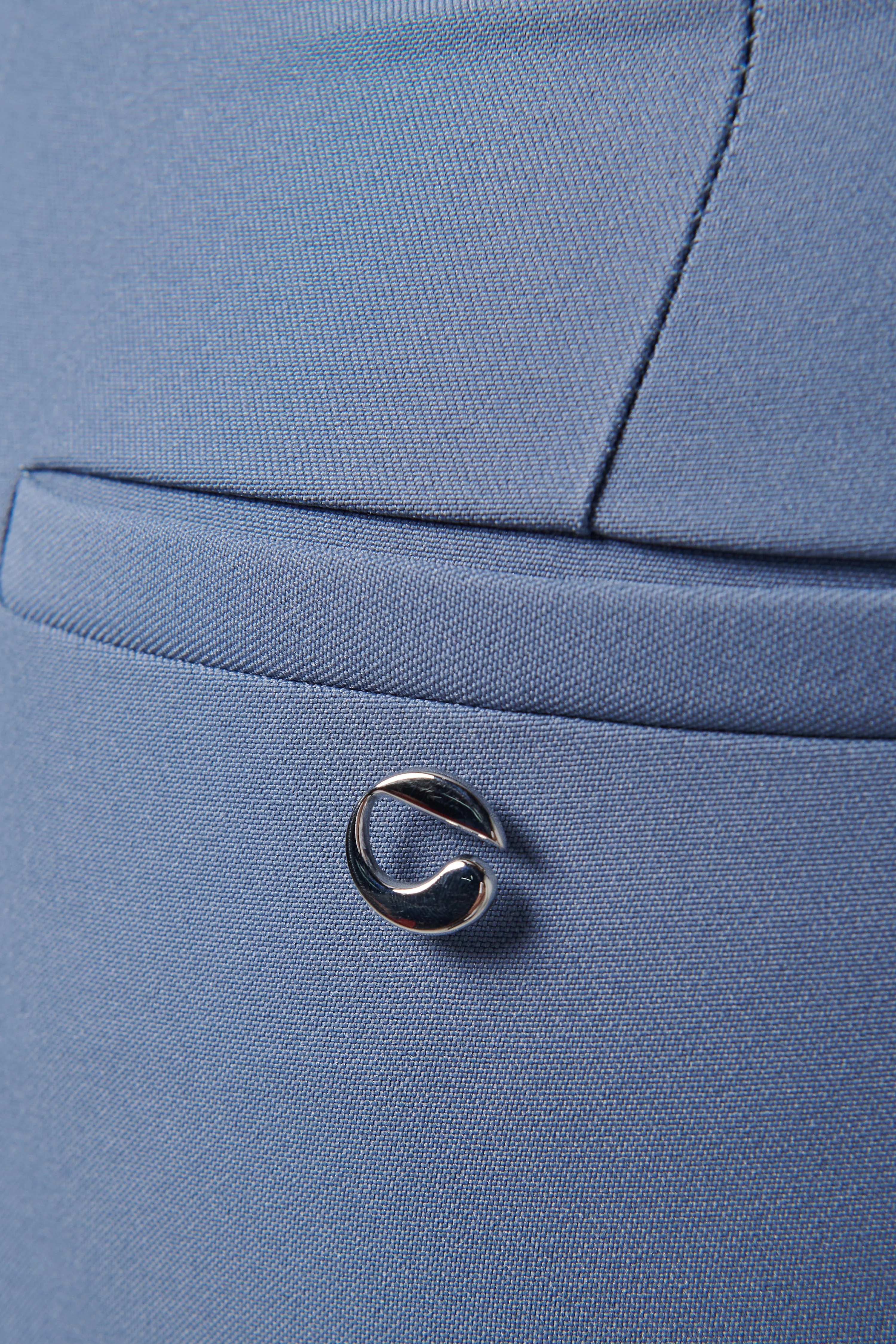 Blue Straight Leg Tailored Pants