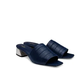 Boxxy Sandals W/ Striped Metallic Heels in Oceana Blue