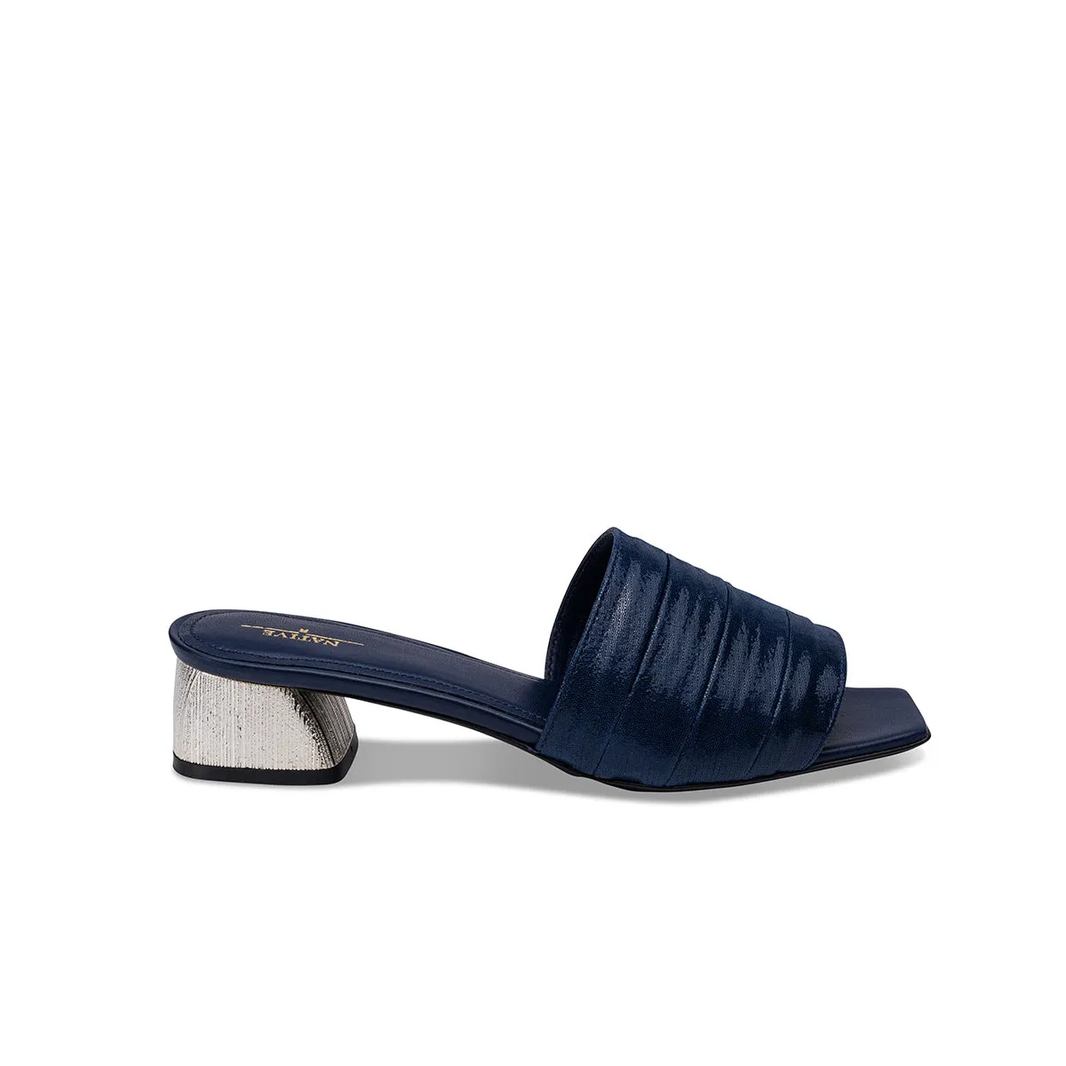 Boxxy Sandals W/ Striped Metallic Heels in Oceana Blue