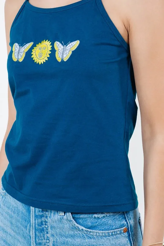 Butterfly Embroidered Tank Top