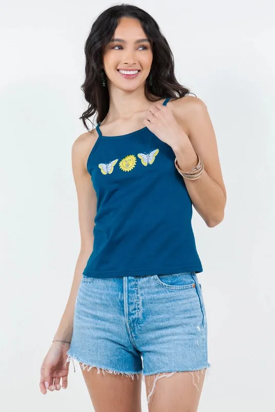 Butterfly Embroidered Tank Top