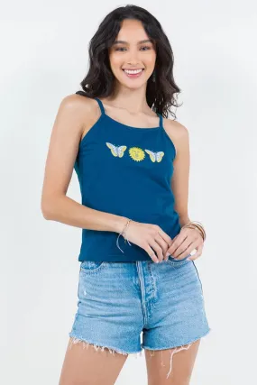 Butterfly Embroidered Tank Top