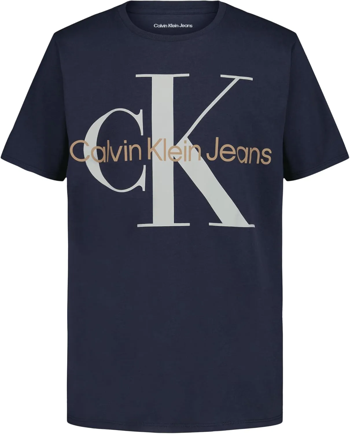 Calvin Klein Boys' Short Sleeve Logo Crew Neck T-Shirt, Soft, Comfortable, Relaxed Fit