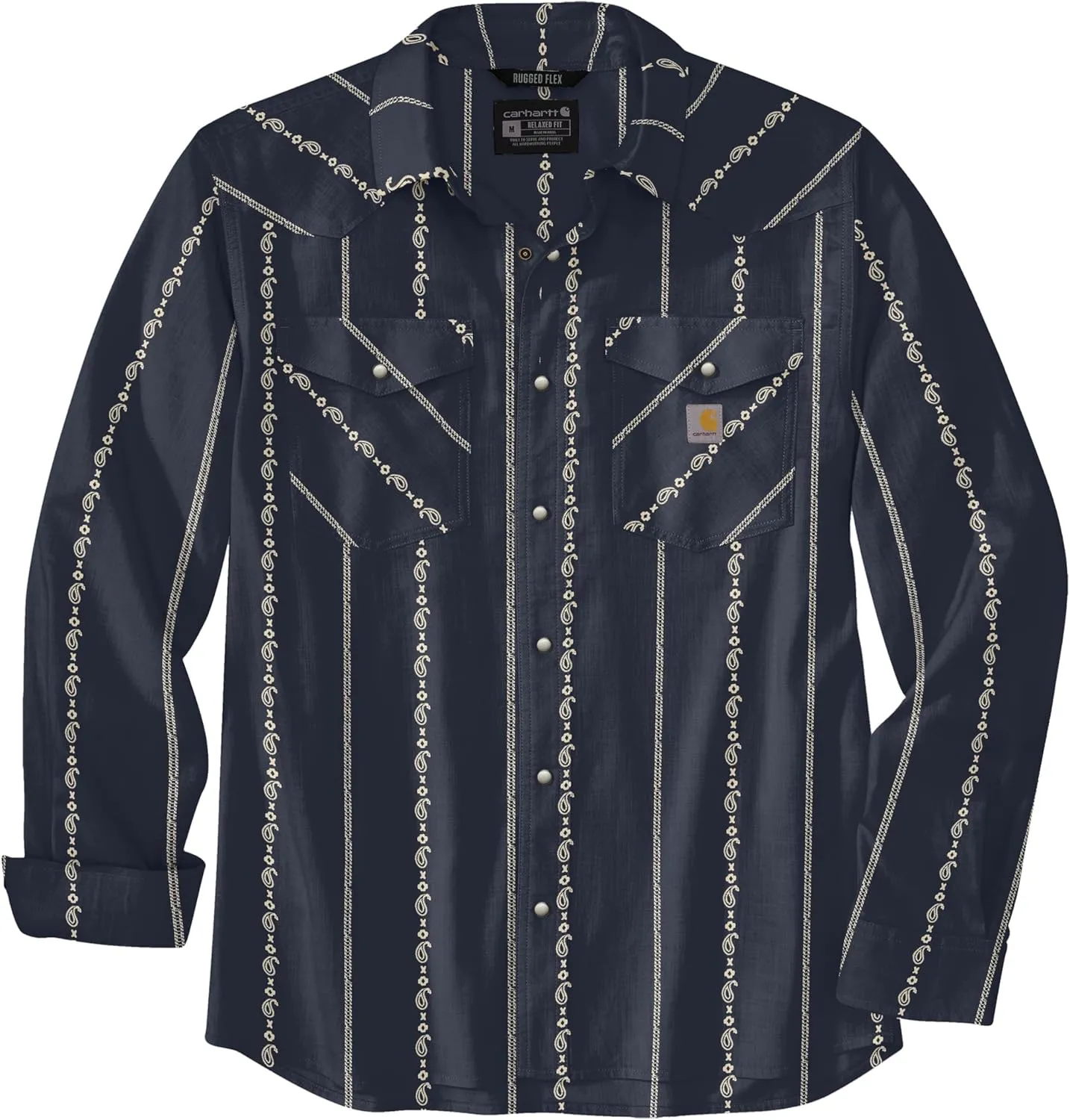 Carhartt Men's Montana Rugged Flex Relaxed Fit Lightweight Long-Sleeve Snap-Front Print Shirt