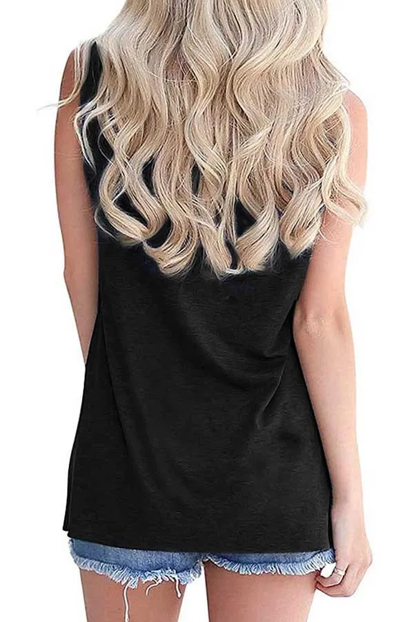 Casual Solid Sunflower Print Tank