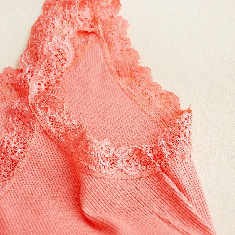 Casual Women's Tank Top With Lace