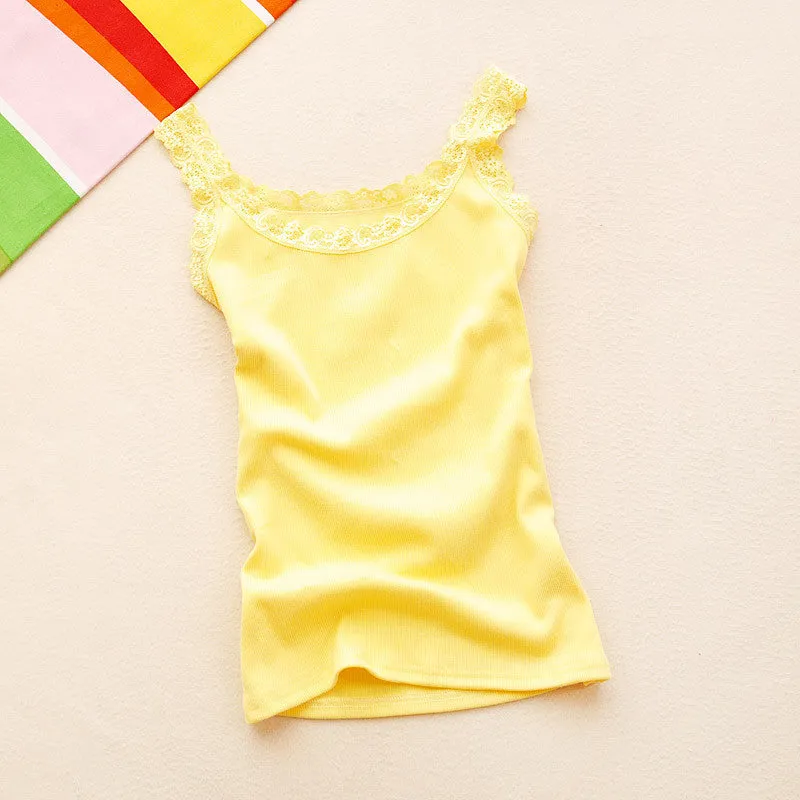 Casual Women's Tank Top With Lace