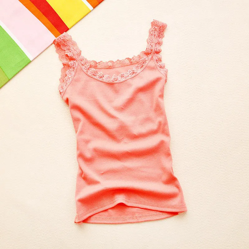 Casual Women's Tank Top With Lace