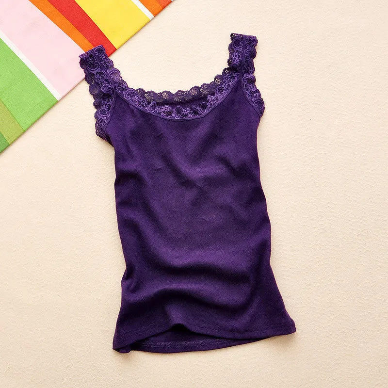 Casual Women's Tank Top With Lace