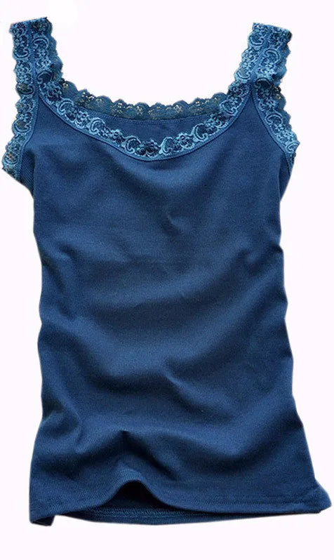 Casual Women's Tank Top With Lace