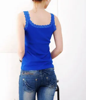 Casual Women's Tank Top With Lace