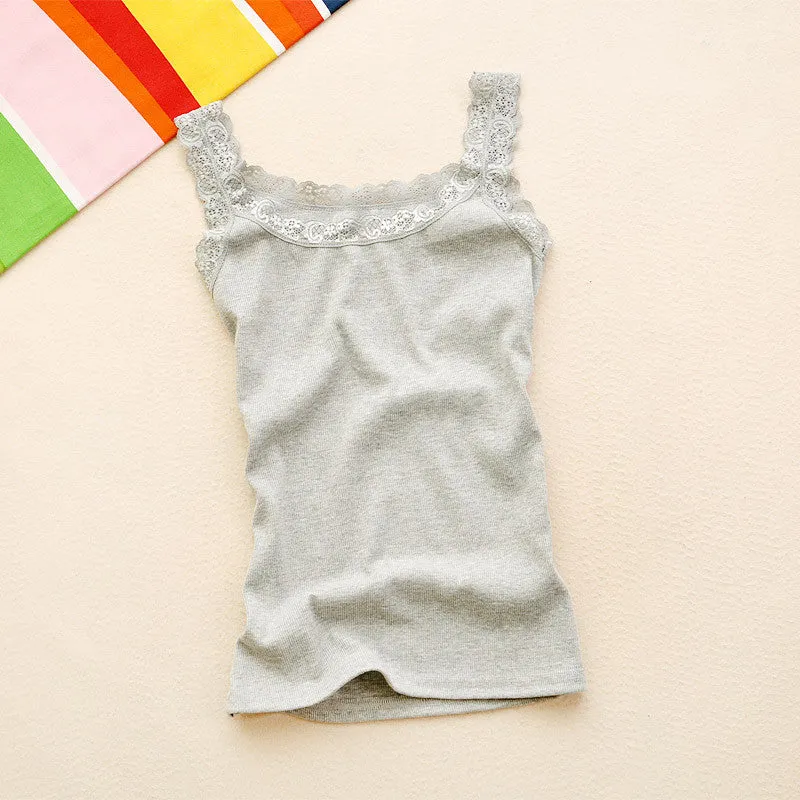 Casual Women's Tank Top With Lace