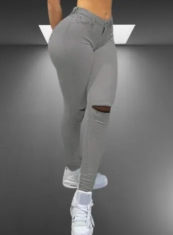 Cropped Skinny Fit Ripped Jeans for Women, Black, Light Grey, Light Wash, 4(S)-12(XL), High Stretch Denim Blend