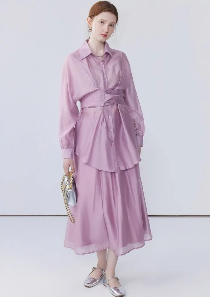 DESIGN CHIC SHIRT SKIRT SET