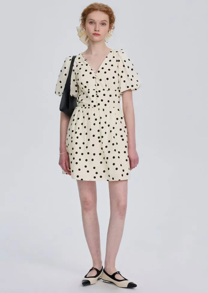 DOT PUFF SLEEVE DRESS