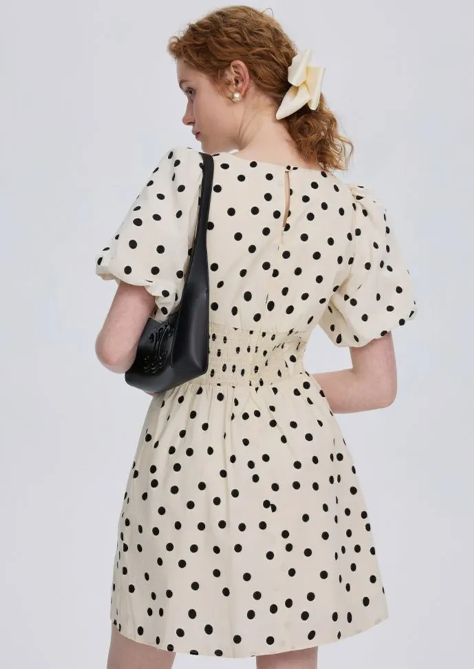 DOT PUFF SLEEVE DRESS