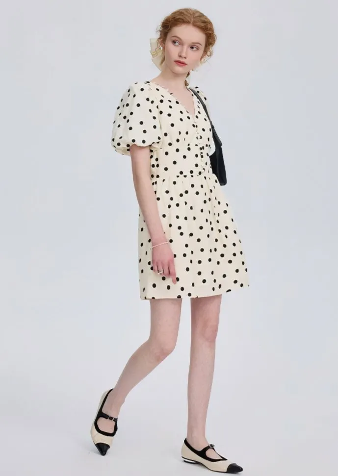 DOT PUFF SLEEVE DRESS