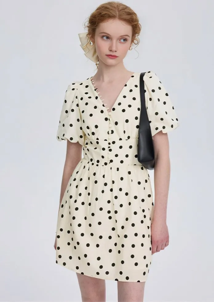 DOT PUFF SLEEVE DRESS