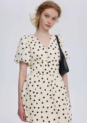 DOT PUFF SLEEVE DRESS