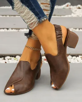 elveswallet Chunky Peep-toe Heeled Ankle Straps Sandals