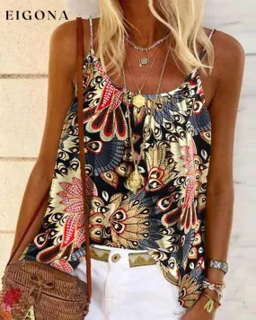 Ethnic print casual sleeveless cami top