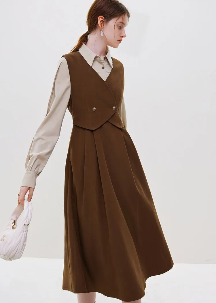 FAKE TWO PIECE SLEEVELESS DRESS