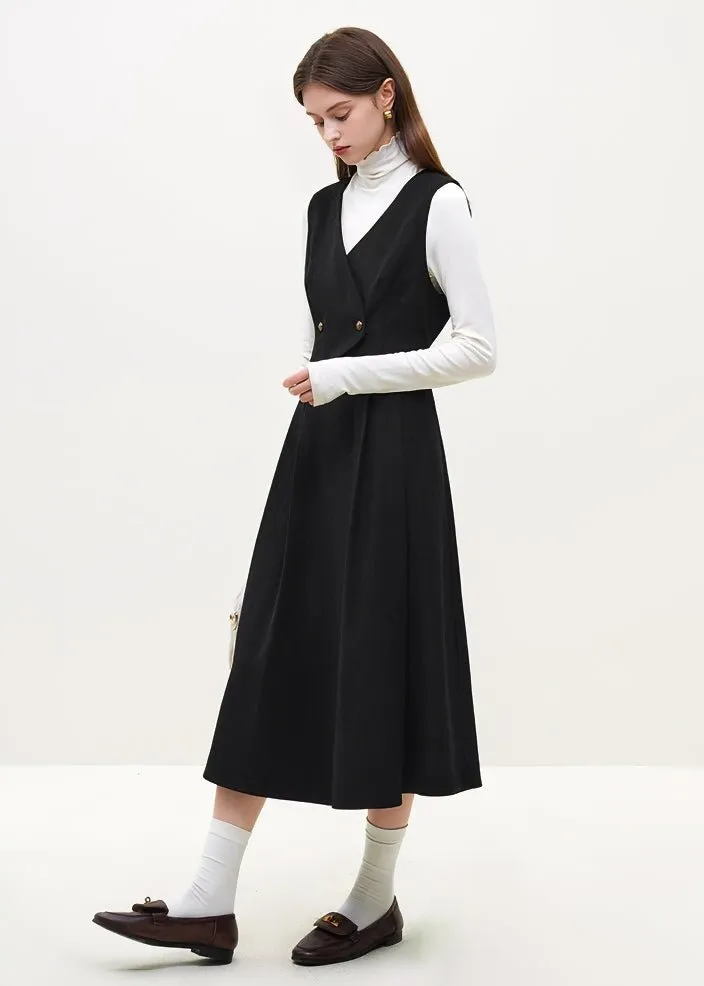 FAKE TWO PIECE SLEEVELESS DRESS