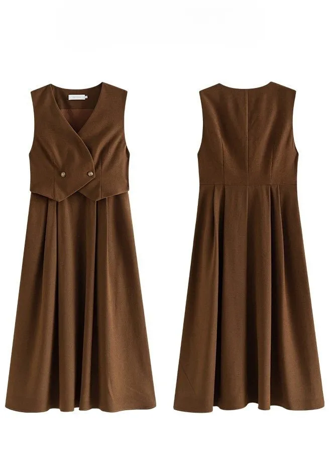 FAKE TWO PIECE SLEEVELESS DRESS