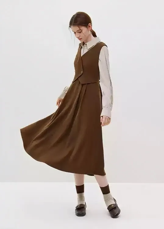 FAKE TWO PIECE SLEEVELESS DRESS