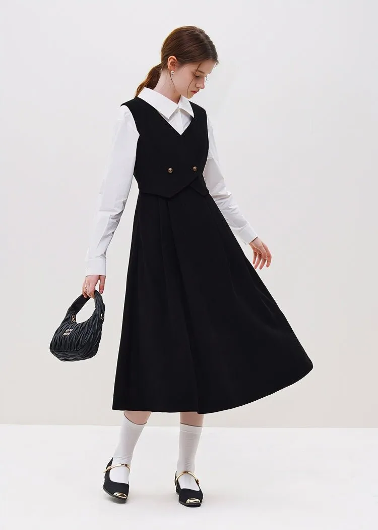 FAKE TWO PIECE SLEEVELESS DRESS