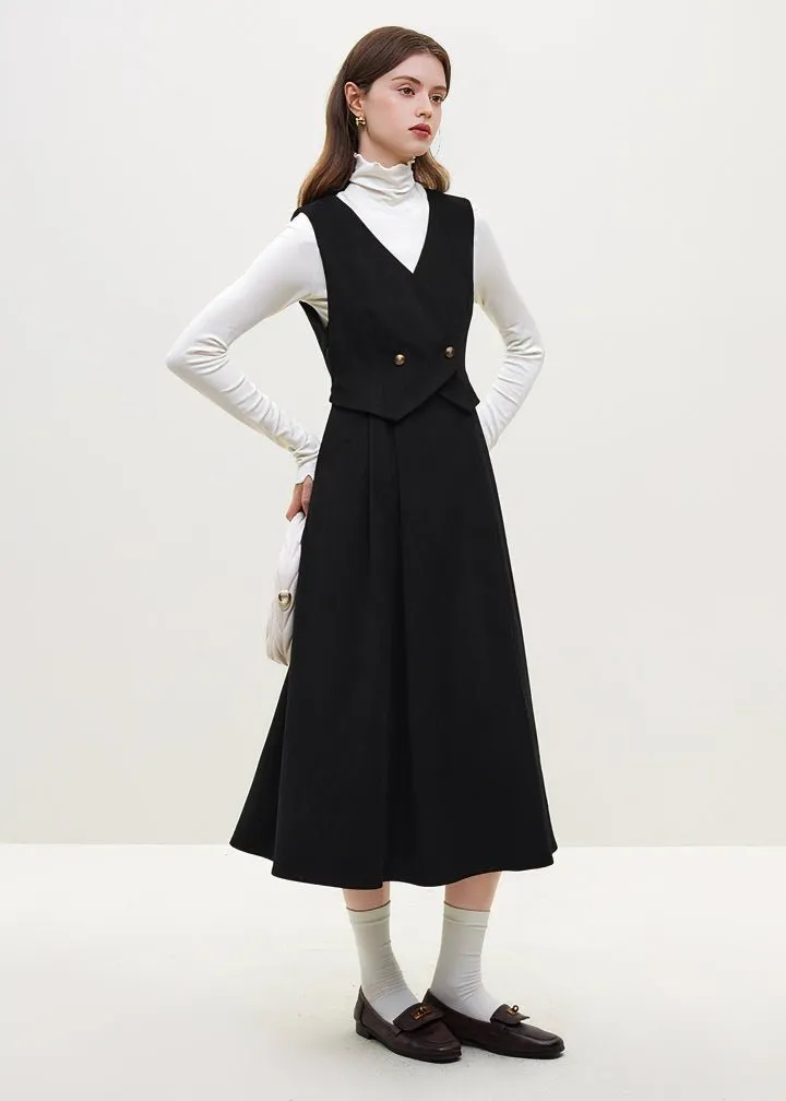 FAKE TWO PIECE SLEEVELESS DRESS