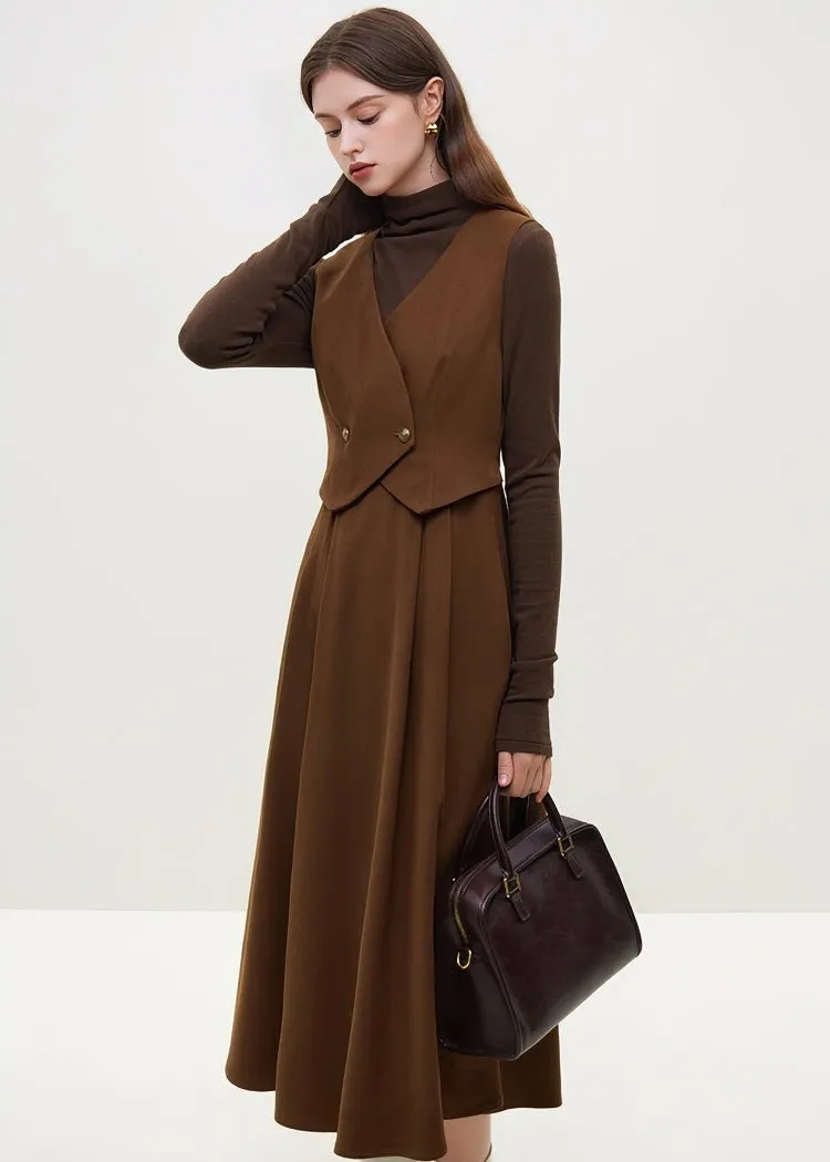 FAKE TWO PIECE SLEEVELESS DRESS