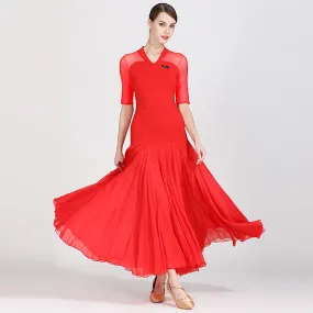 Feminine Long Ballroom Dress with Mesh