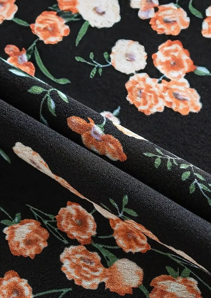 FLORAL DECORATION CHIFFON DRESS