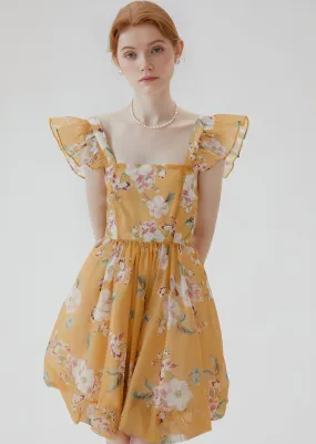 FLORAL RUFFLE VACATION DRESS