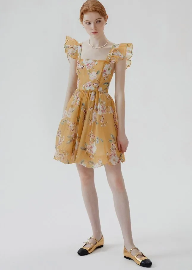 FLORAL RUFFLE VACATION DRESS