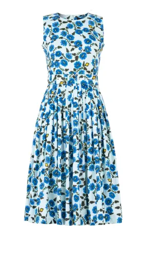 Florance Dress #2 Crew Neck Sleeveless Long Length Cotton Stretch (Azalea Flower Small)
