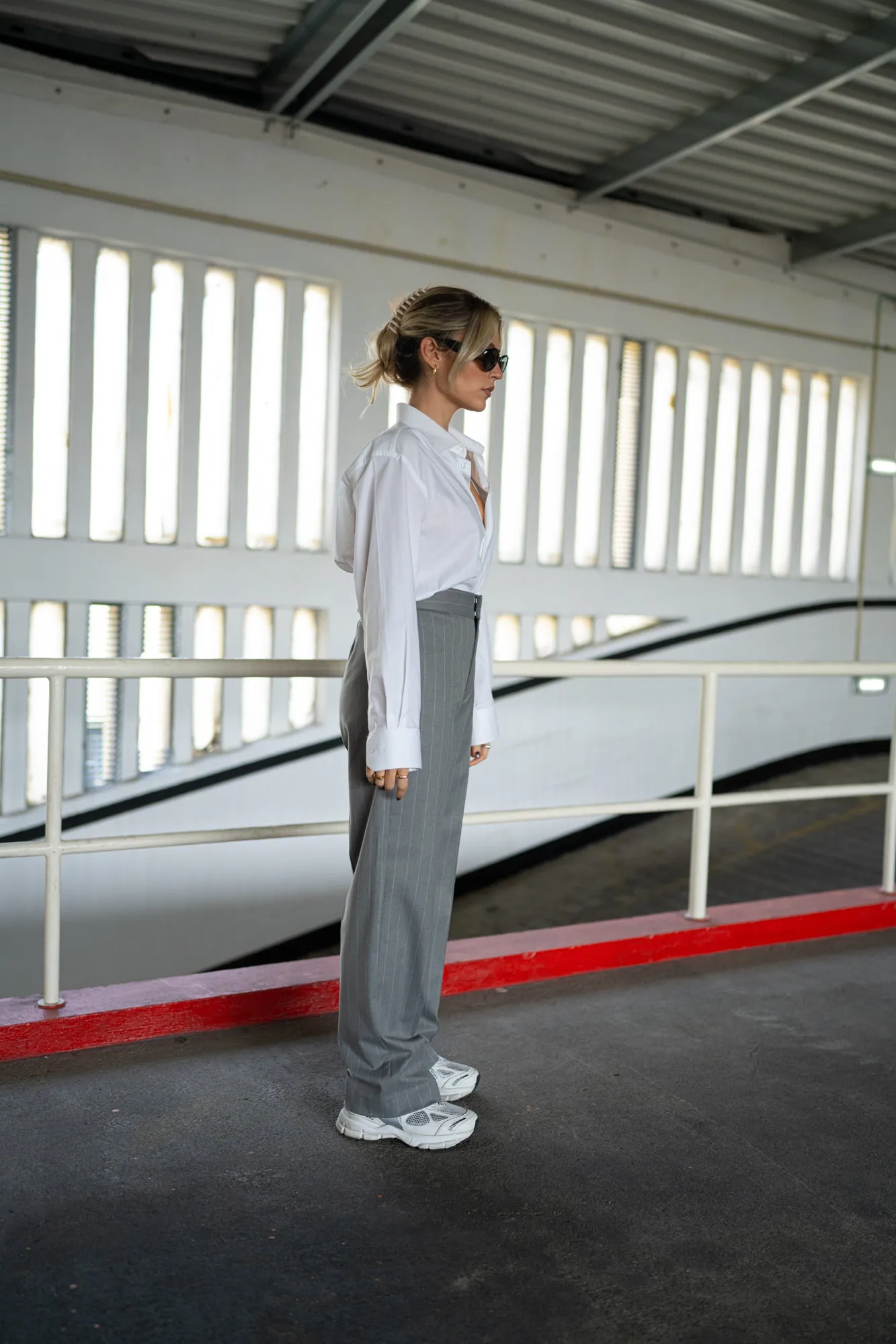 Frankie Pinstripe Trousers - Grey